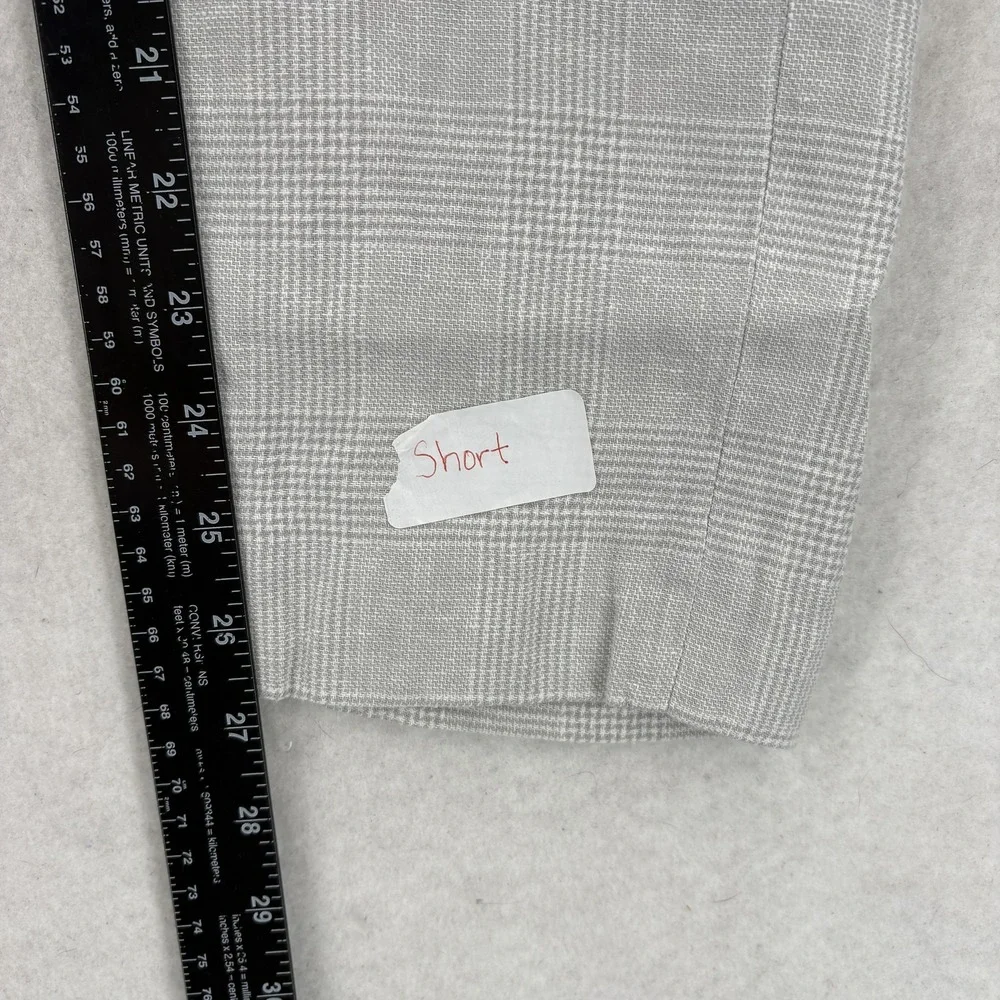 Banana Republic Tailored Fit Chino Pants Mens 30x27 Gray Plaid Linen Summer Golf